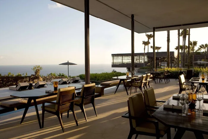 Alila Villas Uluwatu open-air Cire Restaurant terrace with Indian Ocean views