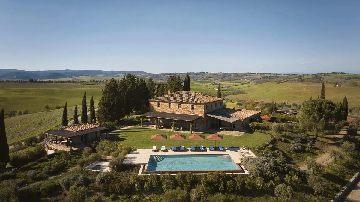 Castiglion del Bosco estate drone view Val d'Orcia