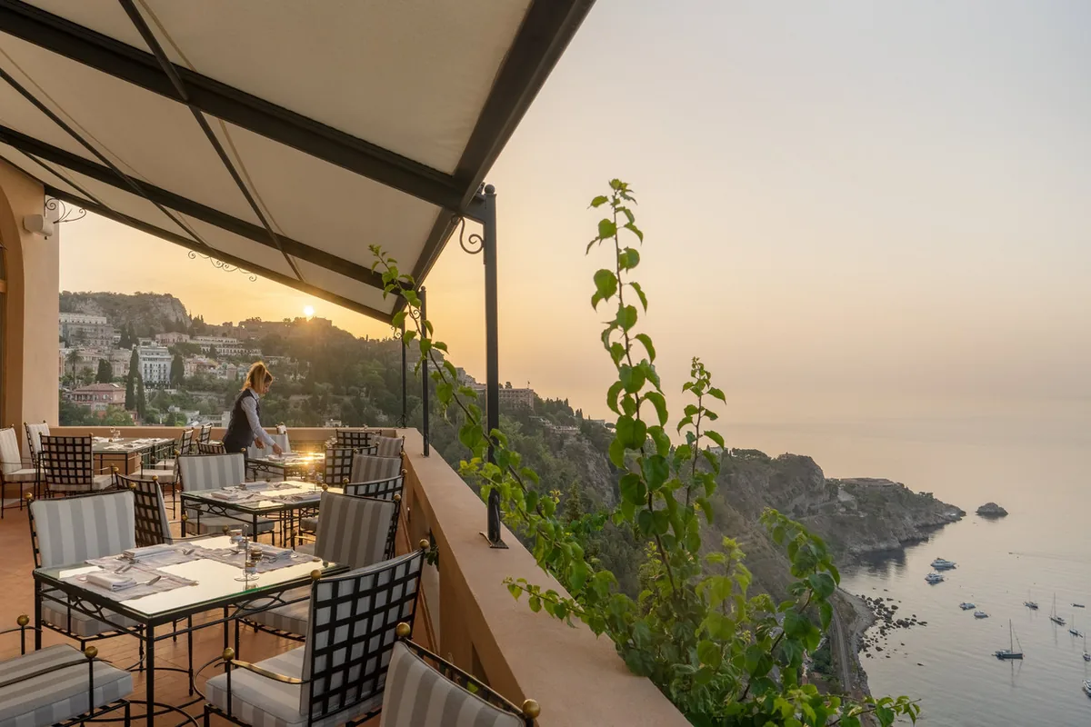 San Domenico Palace dining with sea view